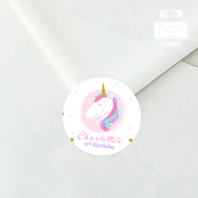 Load image into Gallery viewer, Colourful Unicorn Birthday Party Stickers
