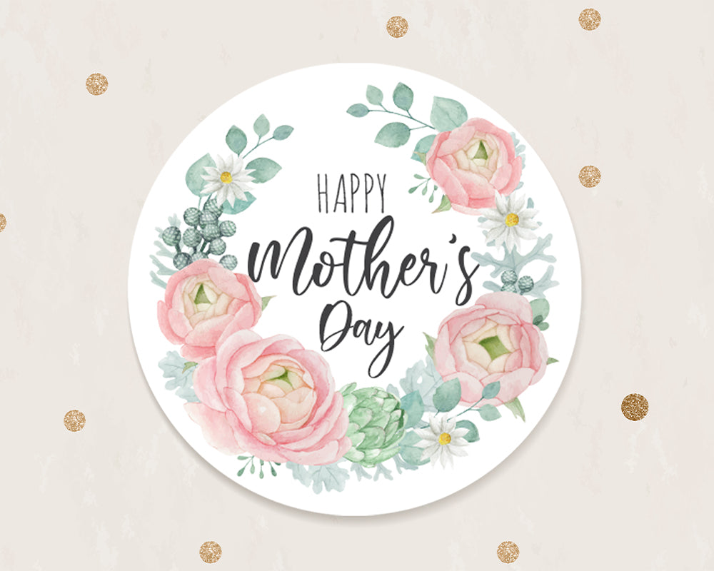 Happy Mother's Day Watercolour Floral Style Gift Stickers