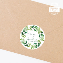 Load image into Gallery viewer, Greenery Leaves Wreath Style Wedding Favour Stickers
