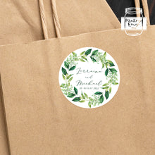 Load image into Gallery viewer, Greenery Leaves Wreath Style Wedding Favour Stickers
