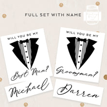 Load image into Gallery viewer, Tuxedo Style Will You be My Groomsman Proposal Decals Stickers
