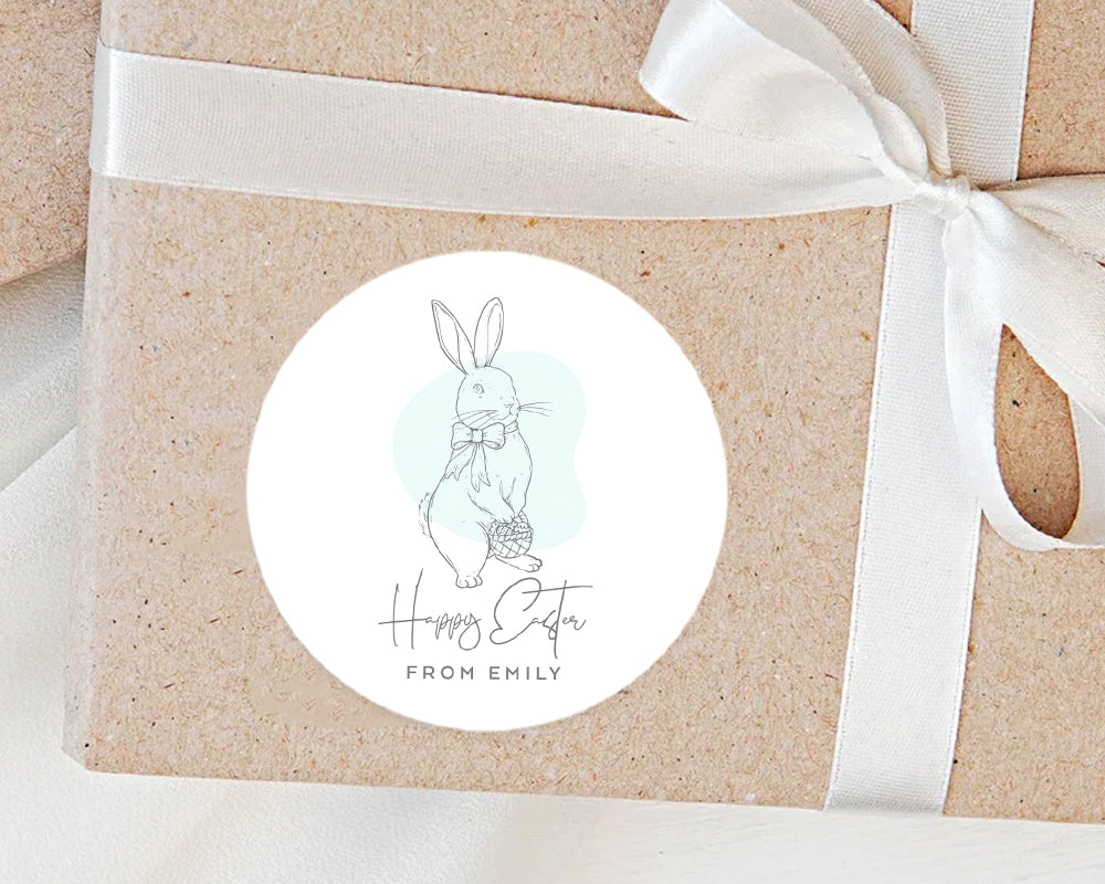 Personalised Minimalist Style Bunny Easter Gift Stickers