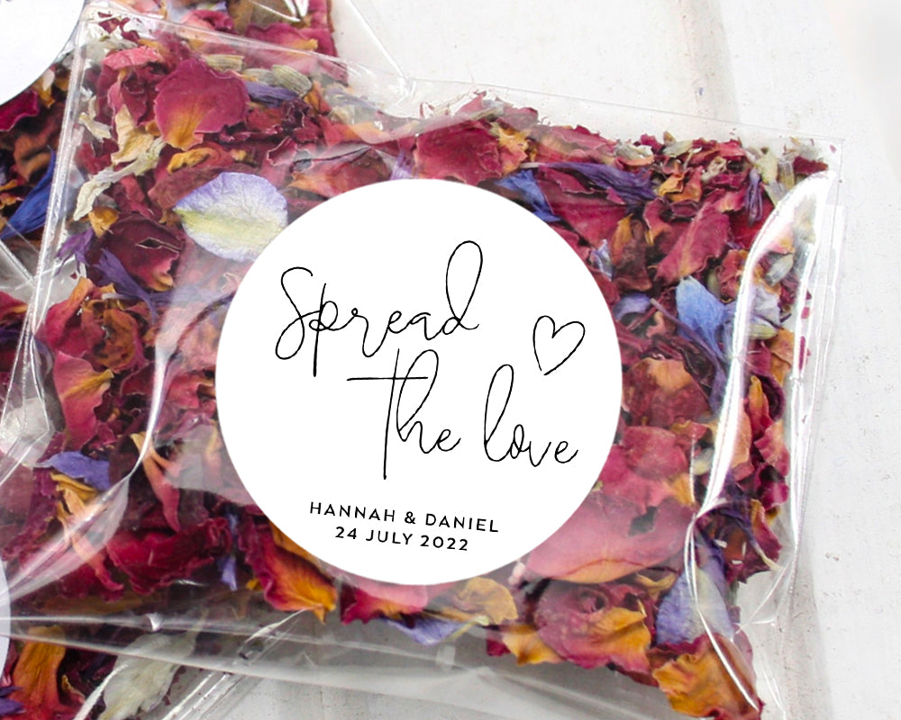 Spread The Love Minimalist Style Wedding Confetti Bag Stickers