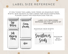 Load image into Gallery viewer, Premium Vinyl Pantry Storage Labels Custom Made Pantry Jar Labels
