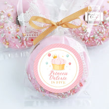 Load image into Gallery viewer, Princess Pink Cupcake Style Birthday Party Stickers Favour Stickers

