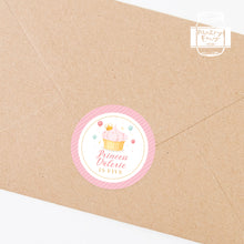 Load image into Gallery viewer, Princess Pink Cupcake Style Birthday Party Stickers Favour Stickers
