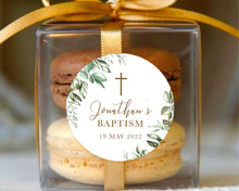 Load image into Gallery viewer, Rustic Greenery Leaves Style Christening Baptism Stickers Favour Stickers
