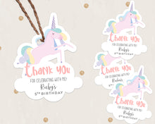 Load image into Gallery viewer, Personalised Unicorn Party Favour Gift Tags
