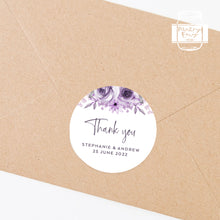 Load image into Gallery viewer, Violet Floral and Leaves Style Wedding Stickers, Wedding Favours Stickers
