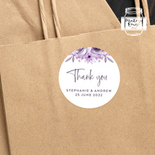 Load image into Gallery viewer, Violet Floral and Leaves Style Wedding Stickers, Wedding Favours Stickers
