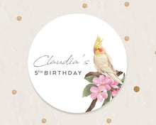 Load image into Gallery viewer, Cockatiel Watercolour Style Birthday Party Stickers Favour Stickers
