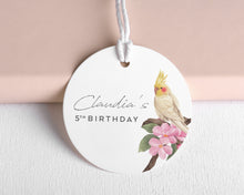 Load image into Gallery viewer, Cockatiel Style Birthday Party Favour Tags Watercolour Cockatiel Style Round Party Favour Gift Tags
