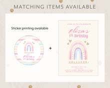 Load image into Gallery viewer, Instant Download Rainbow Birthday Invitation Template, Print It Yourself Pastel Colour Rainbow Birthday, Watercolour Rainbow Party
