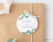Load image into Gallery viewer, Wedding Favour Tags Greenery Style Watercolour Leaf Style Round Party Favour Gift Tags
