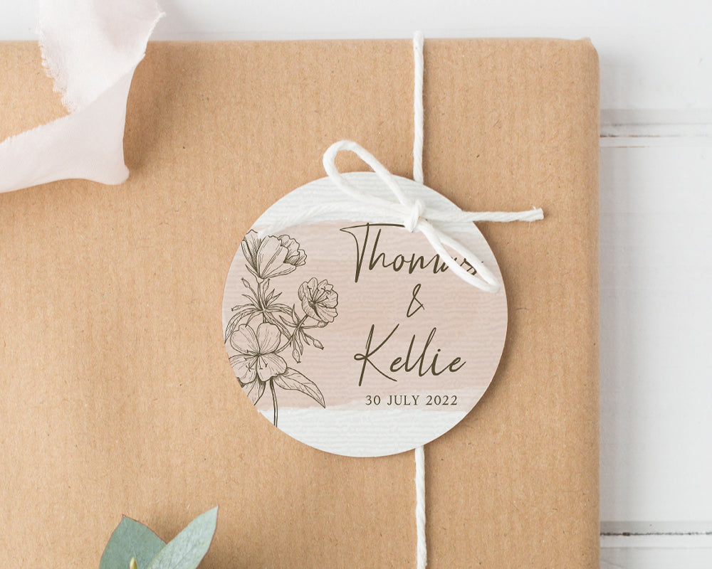Wedding Favour Tags Pink Floral Style Round Party Favour Gift Tags