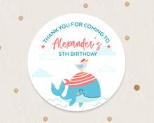 Load image into Gallery viewer, Whale Themed Birthday Party Stickers
